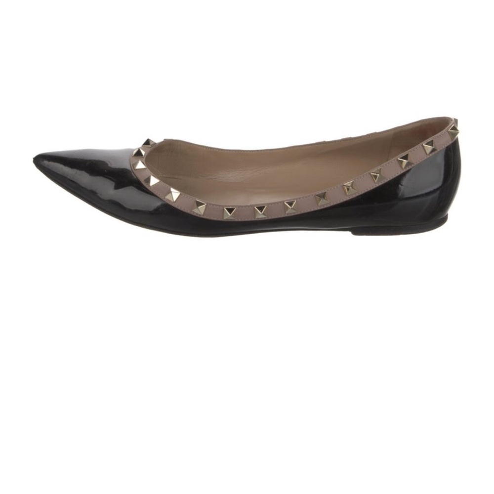 Valentino Black Patent Leather Accent Ballerina Flats
